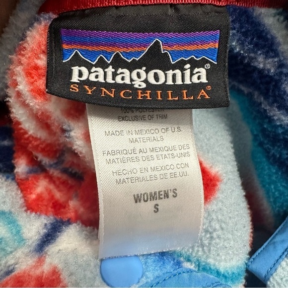 Patagonia Synchilla Sweatshirt Pullover Hawaiian Blue Floral Patterned Small - Picture 5 of 7